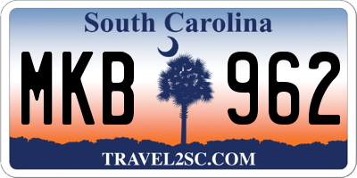 SC license plate MKB962