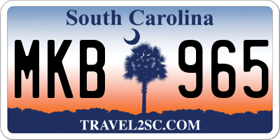 SC license plate MKB965