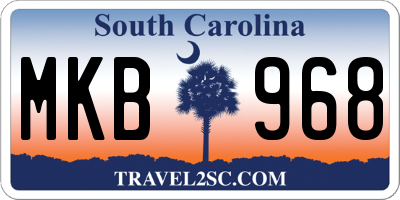 SC license plate MKB968