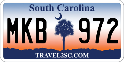SC license plate MKB972