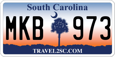 SC license plate MKB973