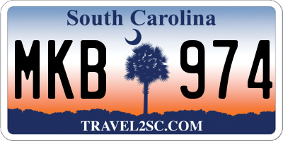 SC license plate MKB974