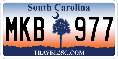 SC license plate MKB977