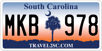 SC license plate MKB978