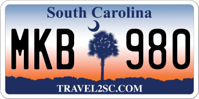 SC license plate MKB980