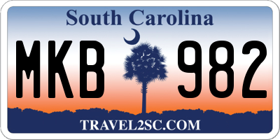 SC license plate MKB982