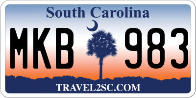 SC license plate MKB983