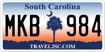 SC license plate MKB984