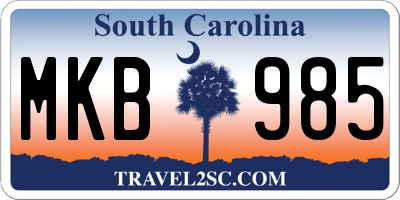 SC license plate MKB985