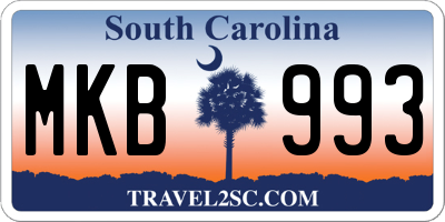 SC license plate MKB993