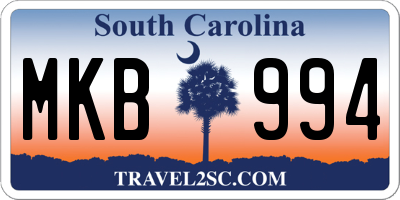 SC license plate MKB994