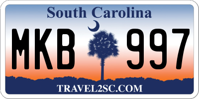 SC license plate MKB997