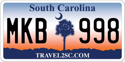 SC license plate MKB998
