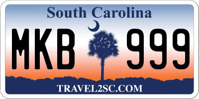SC license plate MKB999