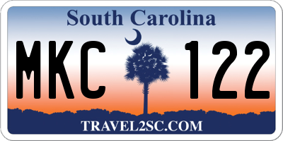 SC license plate MKC122
