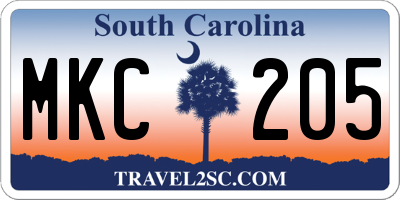 SC license plate MKC205
