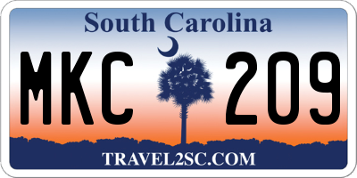 SC license plate MKC209