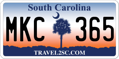SC license plate MKC365