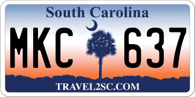 SC license plate MKC637