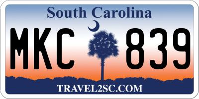 SC license plate MKC839