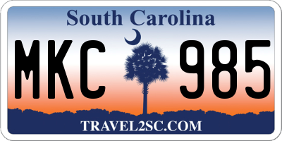 SC license plate MKC985