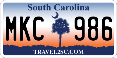 SC license plate MKC986