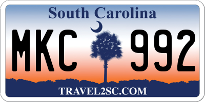 SC license plate MKC992