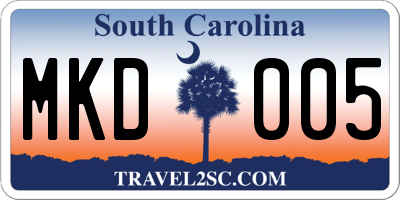 SC license plate MKD005