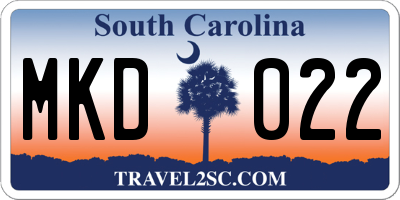 SC license plate MKD022