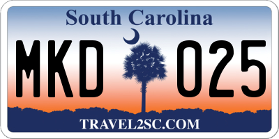 SC license plate MKD025