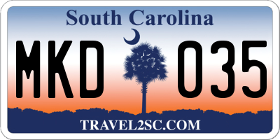 SC license plate MKD035