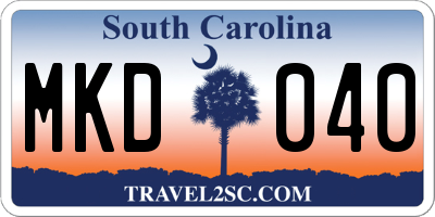 SC license plate MKD040