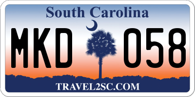 SC license plate MKD058