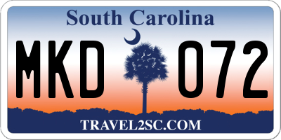 SC license plate MKD072