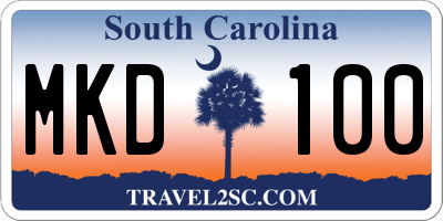 SC license plate MKD100