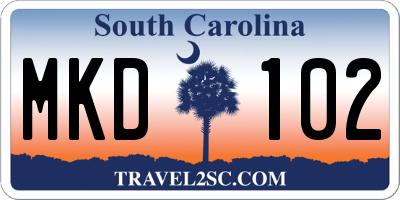 SC license plate MKD102