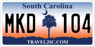 SC license plate MKD104