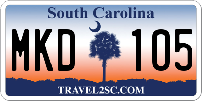 SC license plate MKD105