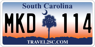 SC license plate MKD114