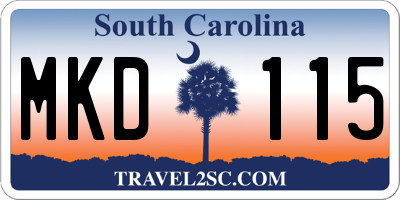 SC license plate MKD115