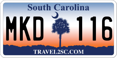 SC license plate MKD116