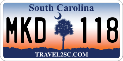 SC license plate MKD118