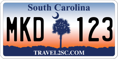SC license plate MKD123