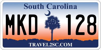 SC license plate MKD128