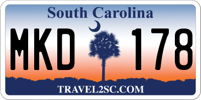 SC license plate MKD178