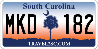 SC license plate MKD182
