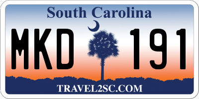 SC license plate MKD191