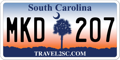 SC license plate MKD207