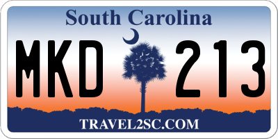 SC license plate MKD213