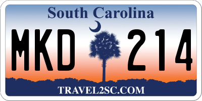SC license plate MKD214